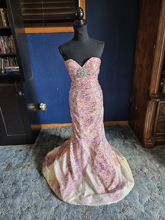 Jovani Dresses & Skirts - Jovani Strapless Sequin Mermaid Gown in Multicolor Pastels size 0